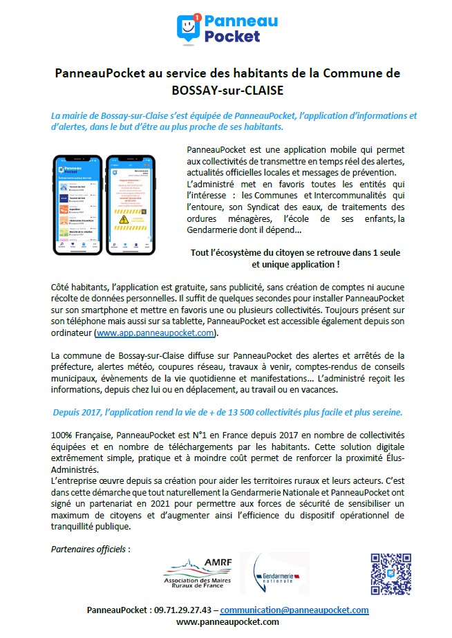 NOUVEAU BOSSAY-SUR-CLAISE PANNEAUPOCKET